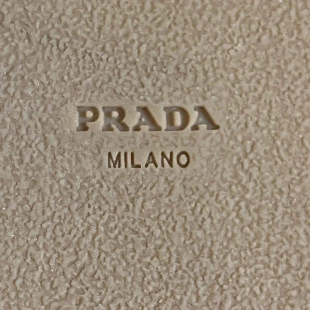 Prada Calzature Donna Tabacco/Arancio Striped Slip On Logo Espadrille Sz 38 NIB - Picture 15 of 16